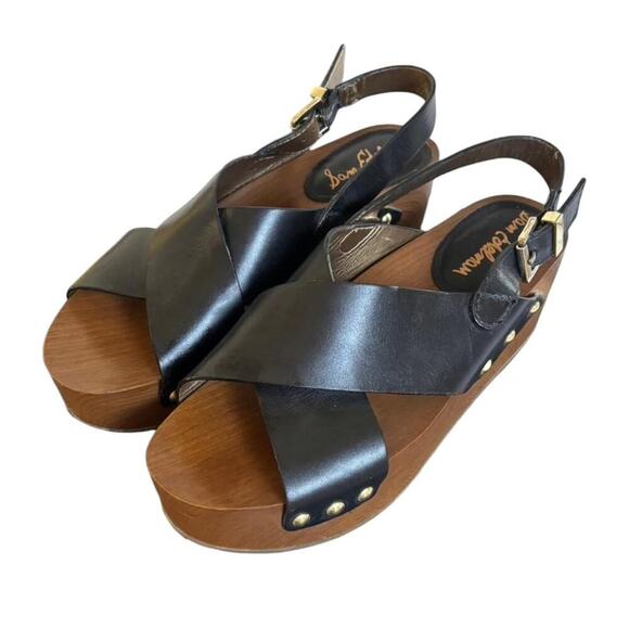 chunky black leather Sam Edelman platform sandals sz. 8 - Picture 1 of 6